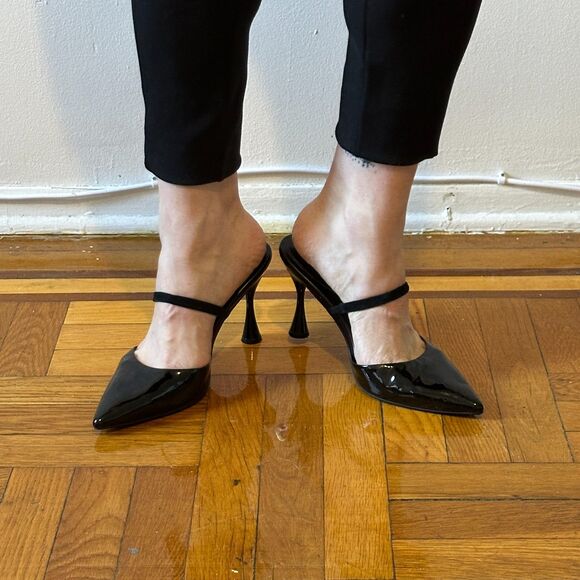 Jeffrey Campbell Lilliana Black Patent Leather Mules Kitten heels size 11 - Picture 1 of 10